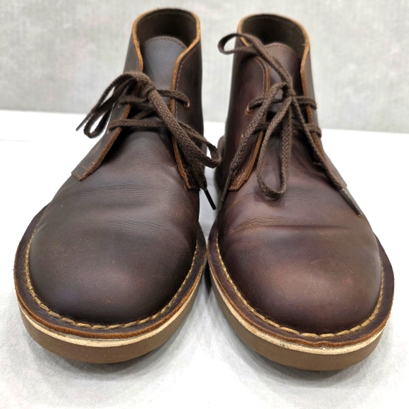 Clarks Collection Bushacre Desert chukka boots men's 8.5 brown oiled leather - Picture 4 of 11